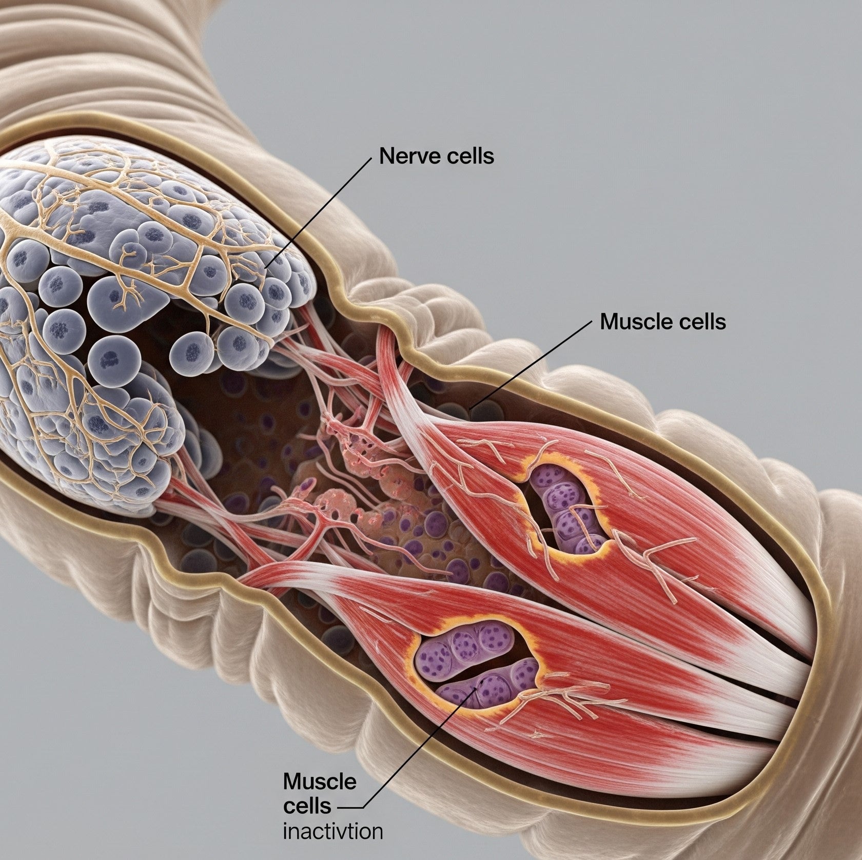 Diagram of muscle cells and nerve cells
